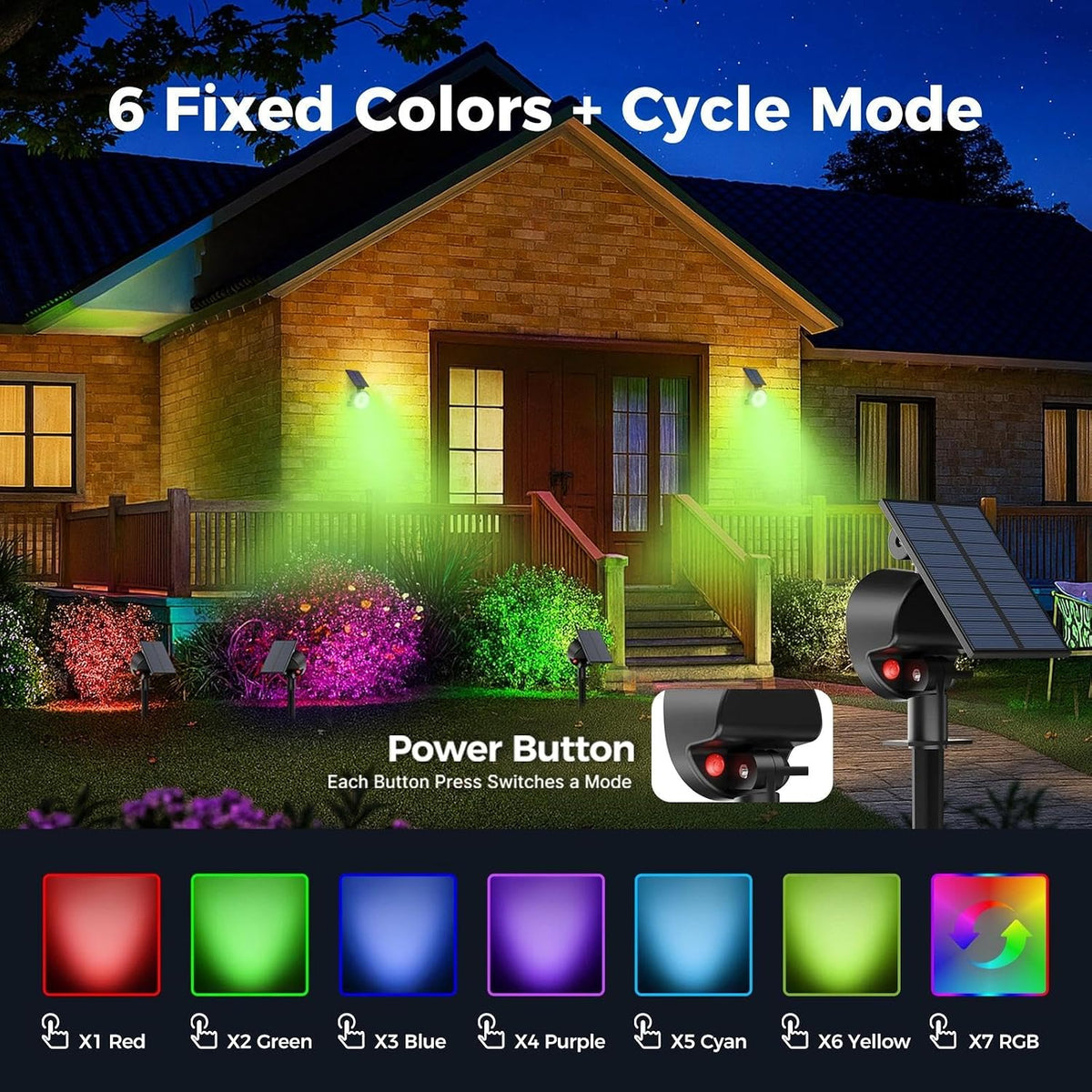 nipify Solar Spot Lights Outdoor Color Changing, Halloween RGB Spotlights