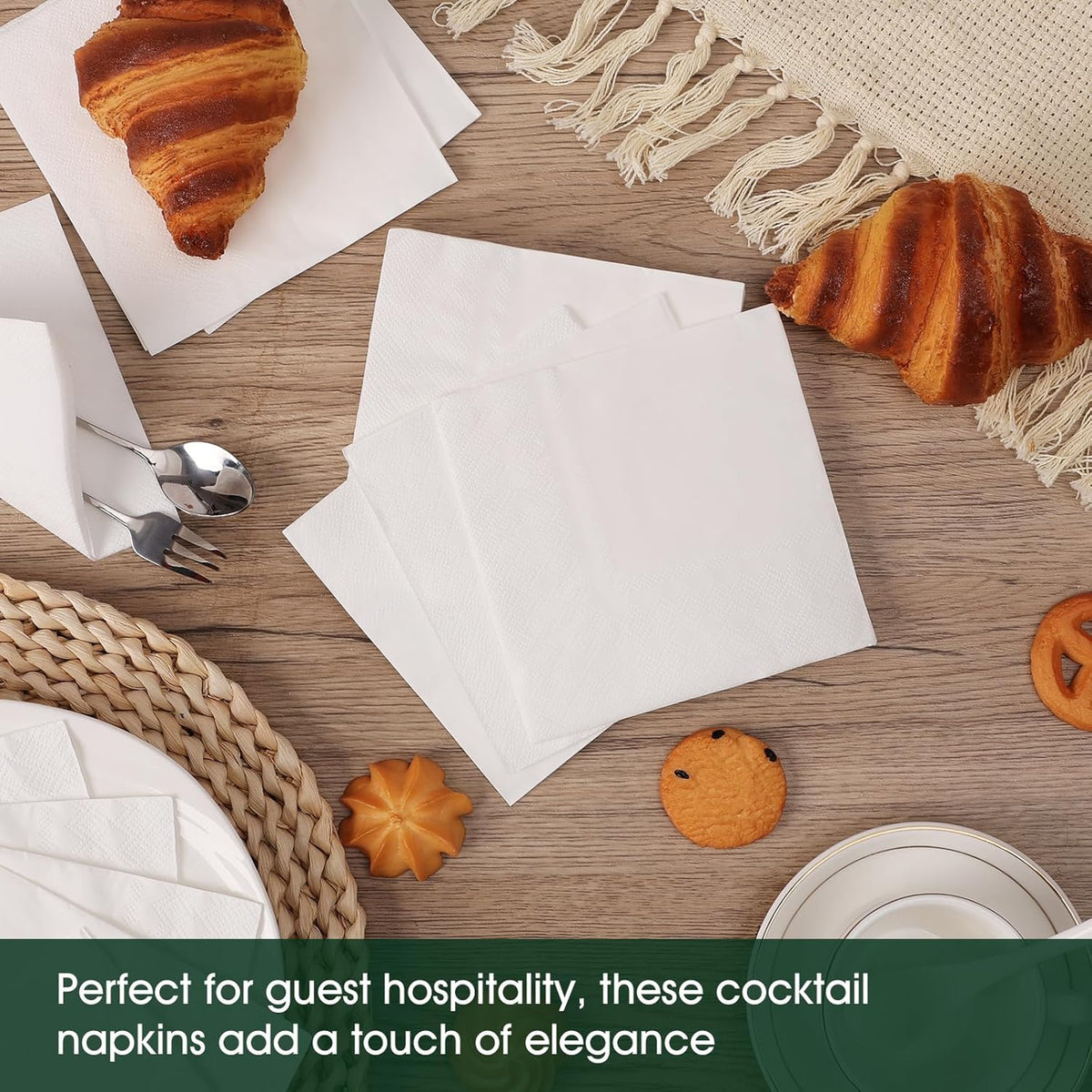 1500 Count White Cocktail Napkins Paper, 2-Ply Cocktails Napkin Bulk, 4.5 x 4...