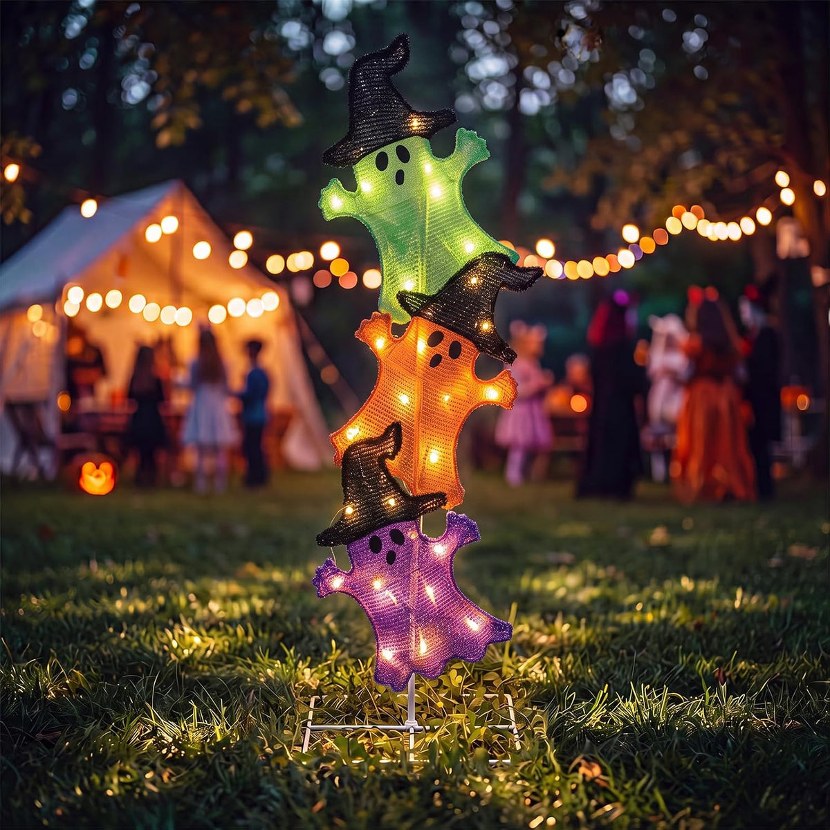 Halloween Ghost Lights 42 Inch H Pre-lit Lighted Ghost Witch Hats Decor