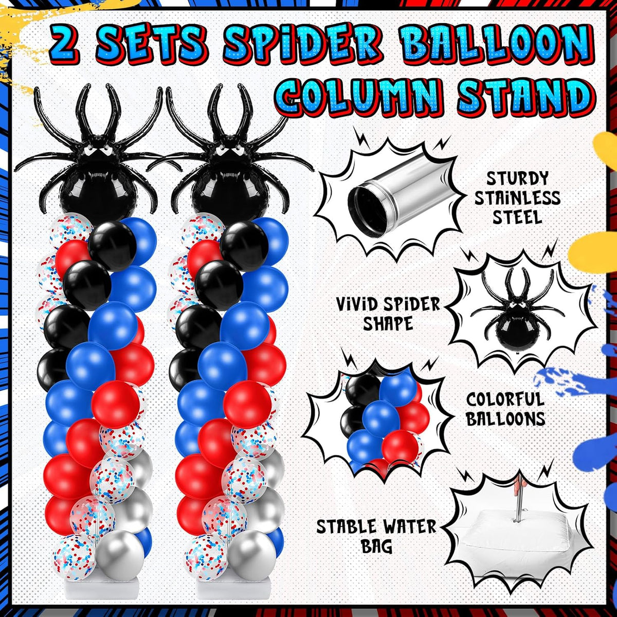 Kasyat 2 Sets Spider Balloon Column Stand Kits with 100 Latex Balloons