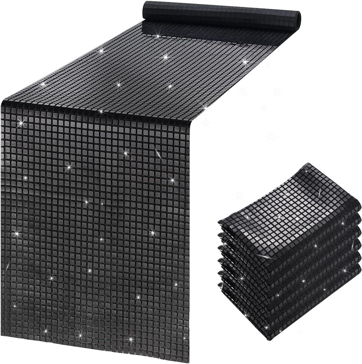 Disco Party Table Runners 6 Packs 12 x 72 Inches - Black Sequin Table Runners...