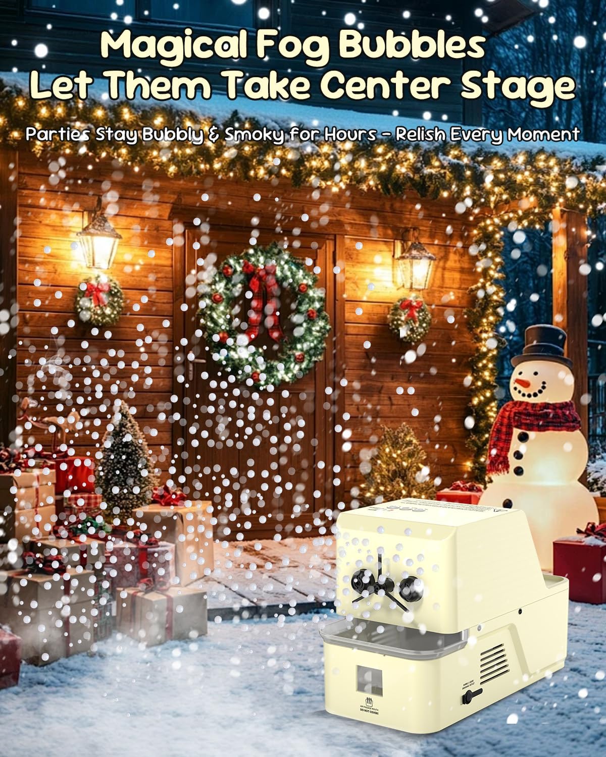 3‑in‑1 Fog Bubble Machine w/Remote Control, WOOYE Snow-Like Bubble Maker
