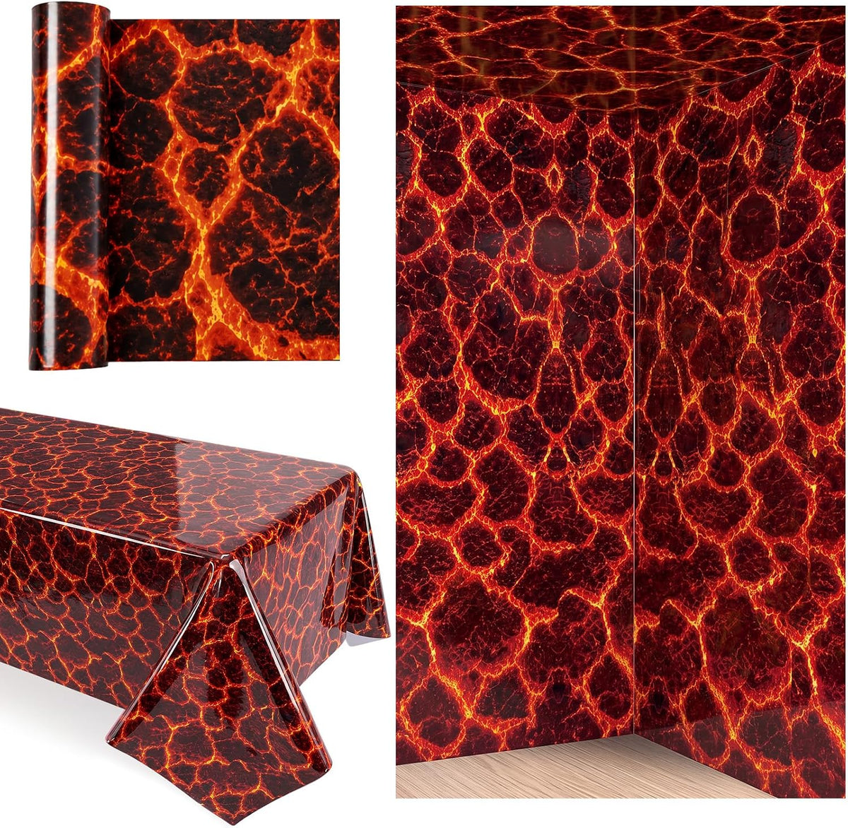 Tegeme 100Ft x 54 in Halloween Lava Tablecloth Roll Volcano Wall Backdrop