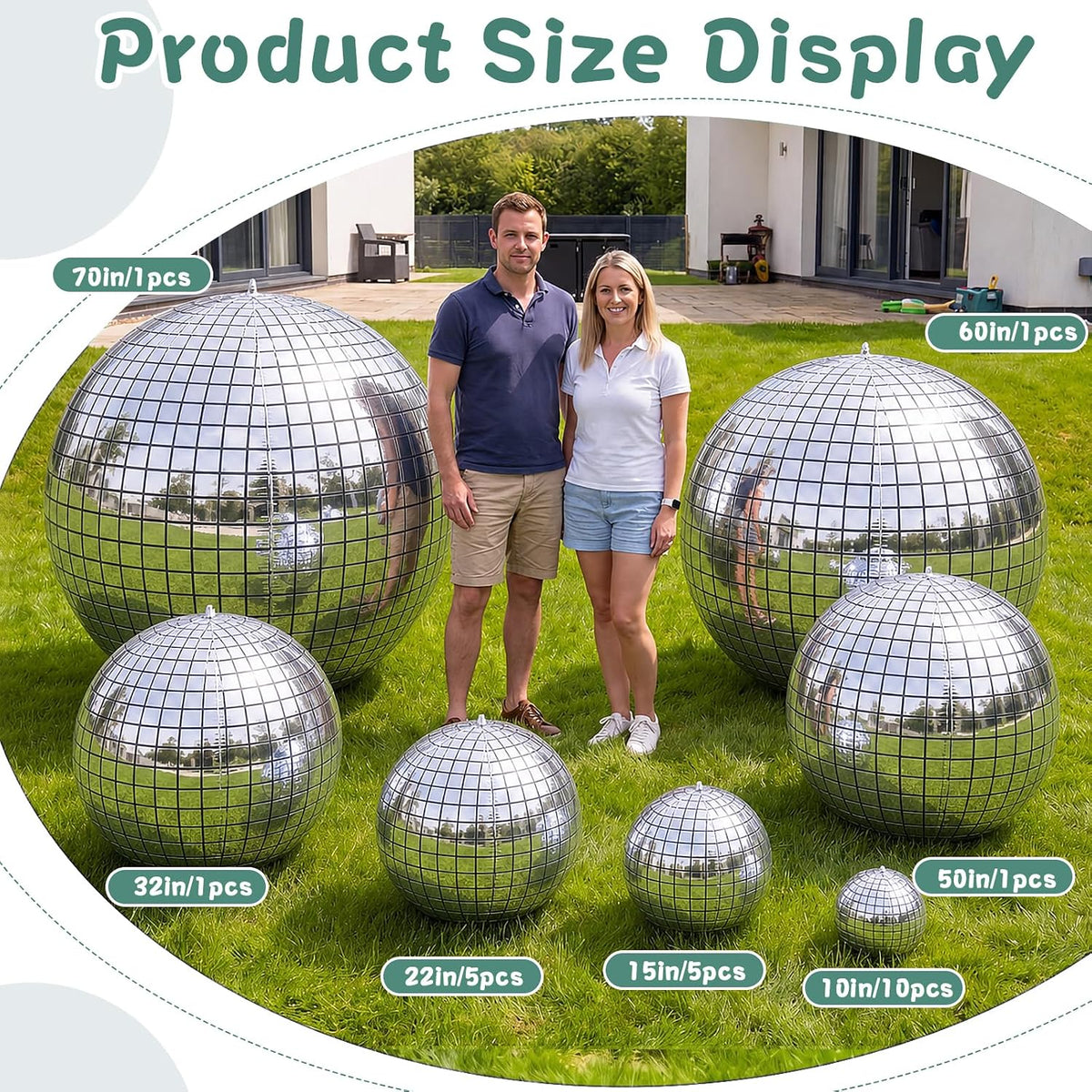 24 Pcs Giant Metallic Party Balloons, Assorted Size,Silver2