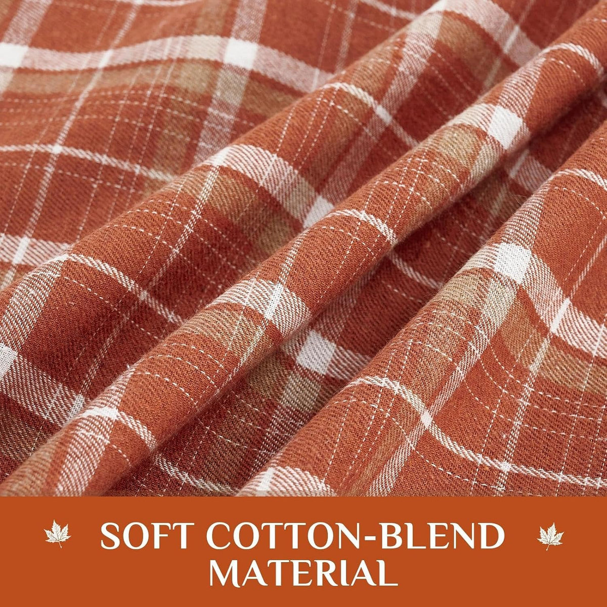 Softalker Fall Checkered Tablecloth Rectangle, Orange, 60 x 84 Inch