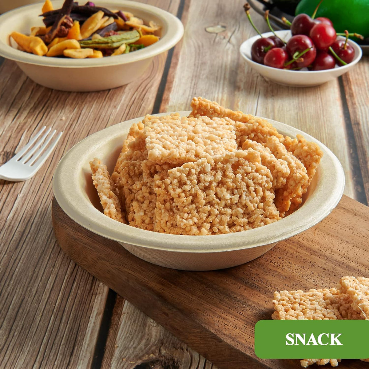 Vplus 500 Pack 12 OZ Compostable Paper Bowls, Bagasse Bowls Bulk,Nature