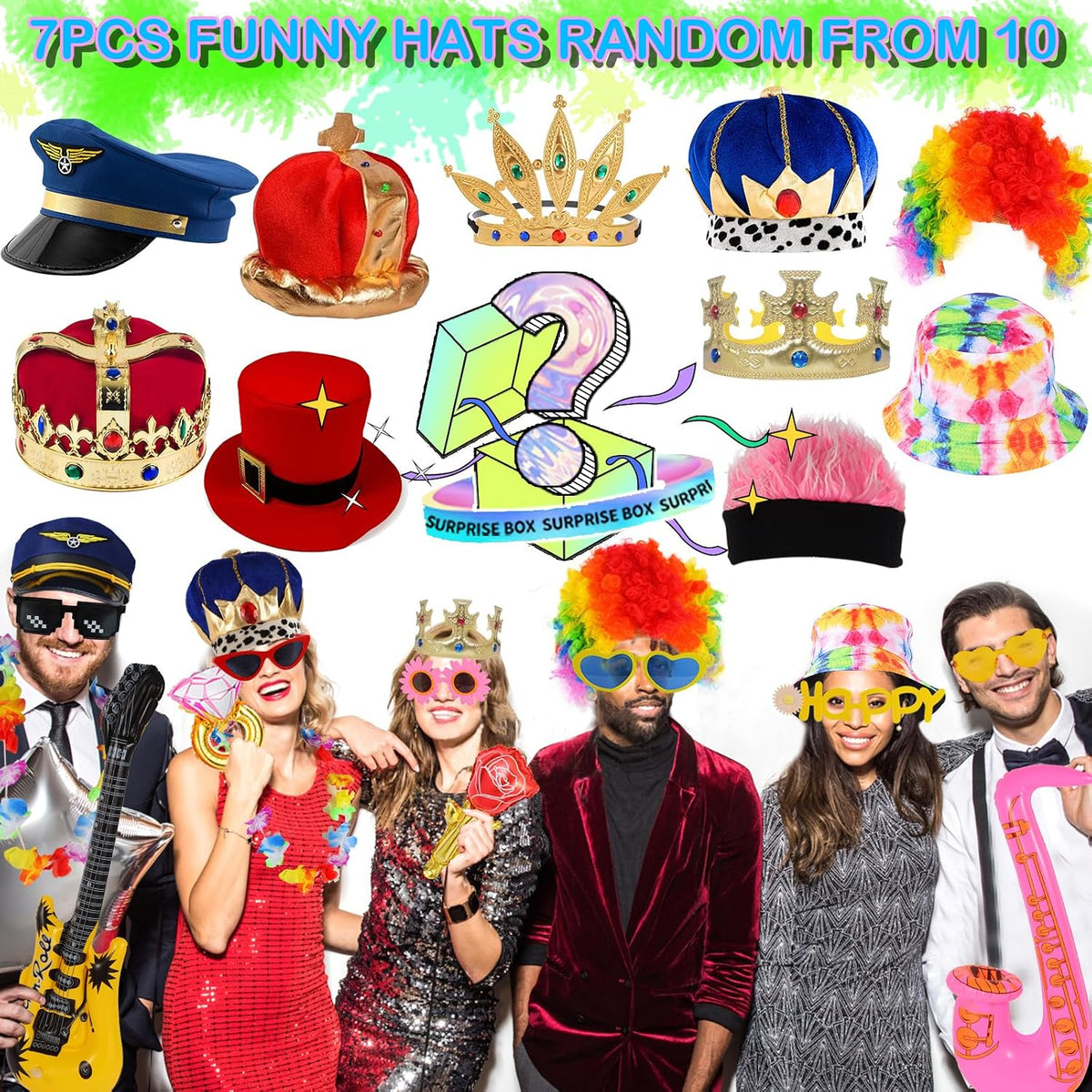 Bulk Opulent Photo Booth Props Set for Adult, Novelty Funny Hats and Glasses,...