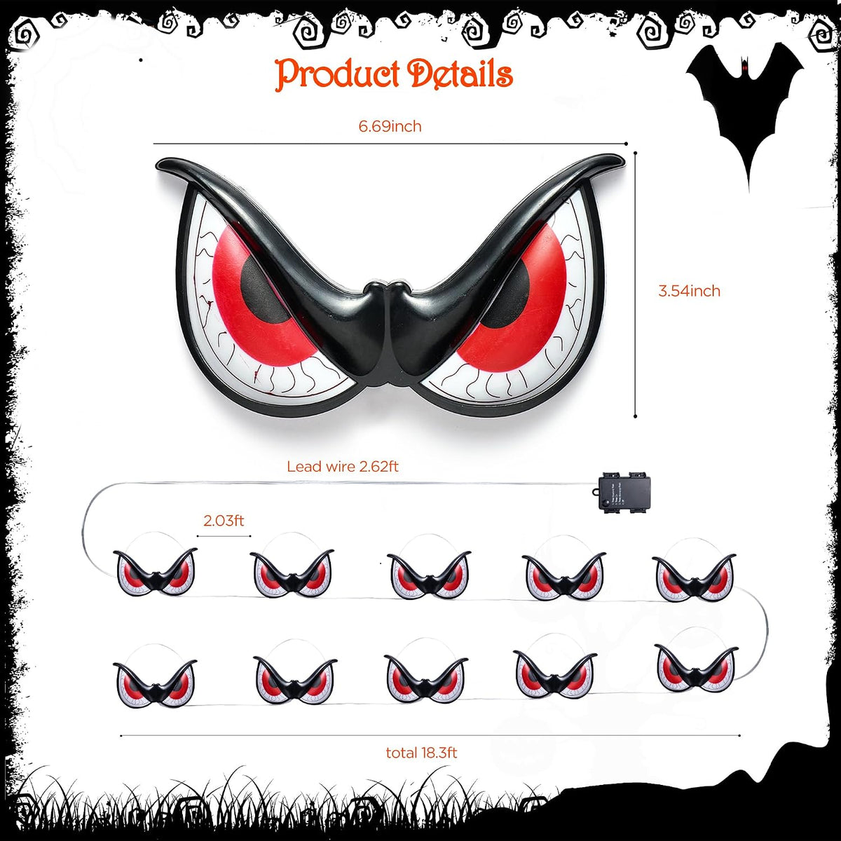 WBao Halloween Flashing Spooky Eyes Lights Realistic Light-Up Eyes 10 Packs