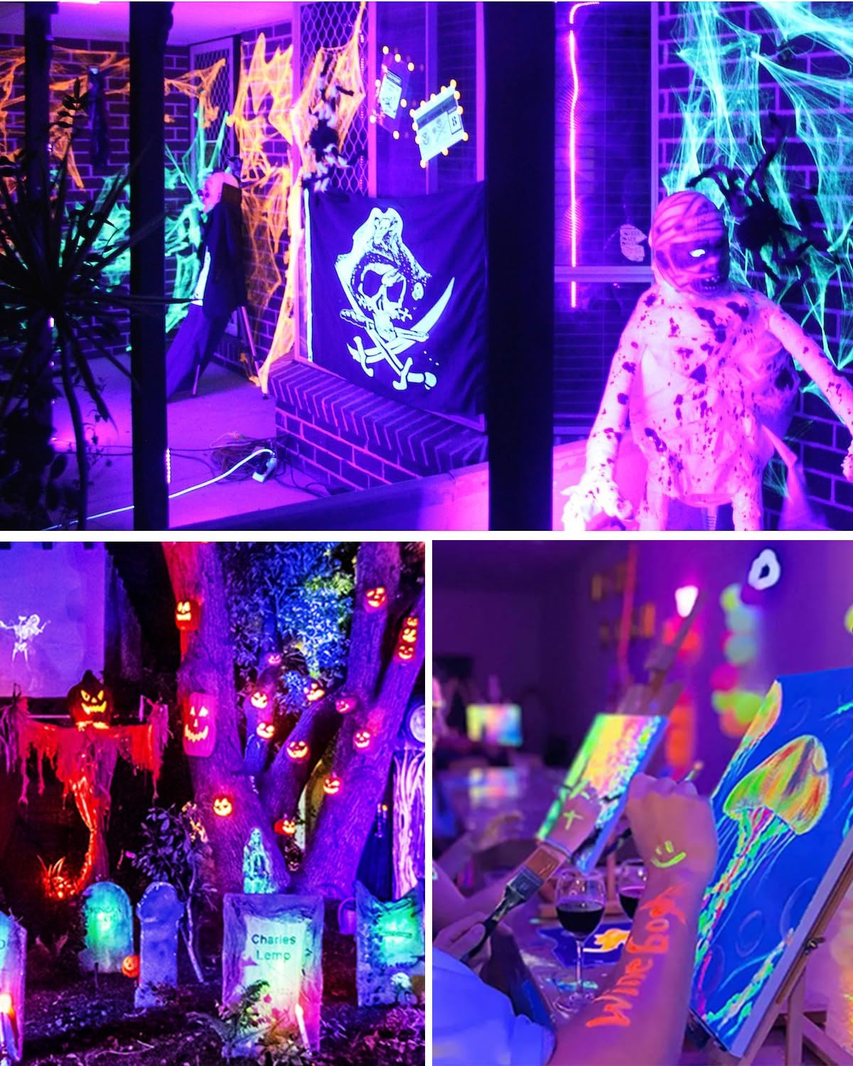 Onforu 4 Pack 42W LED Black Lights, Blacklight Bars with Plug and Switch, Glo...