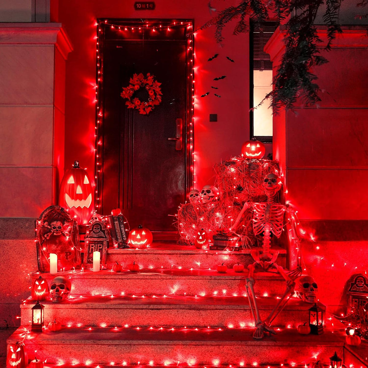 JMEXSUSS 163 FT 500 LED Red Halloween String Lights Indoor Outdoor