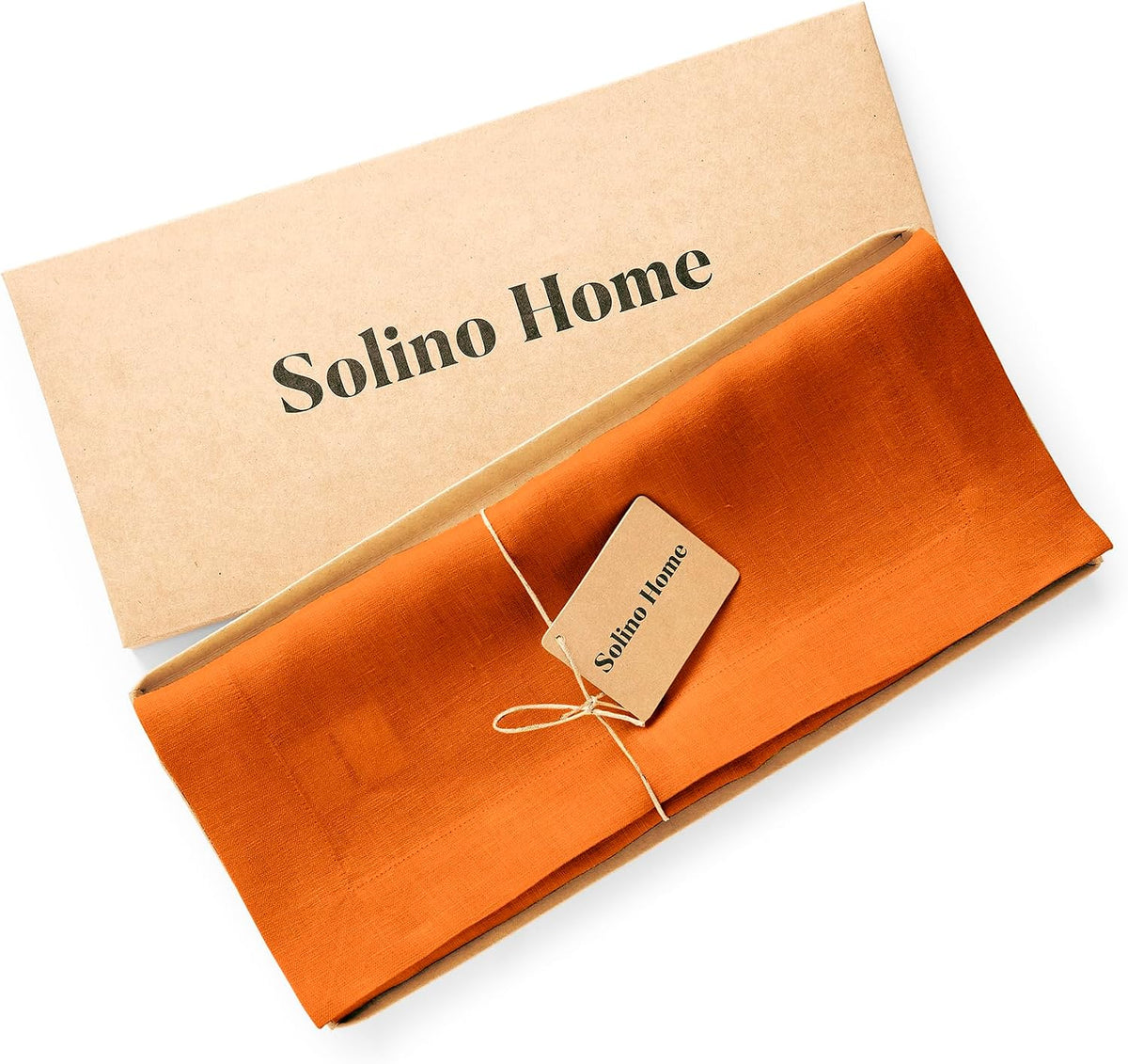 Solino Home 100% Pure Linen Table Runner 90 Inches Long, Pumpkin 14 x 90 in