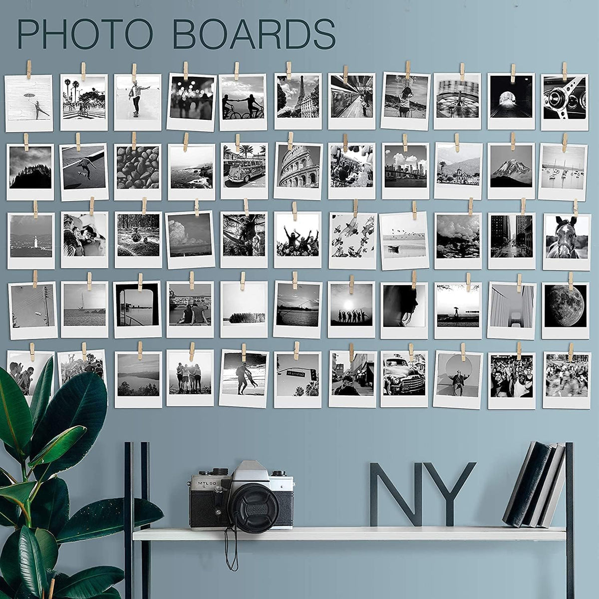 100 Pack Mini Self Adhesive Clips for Pictures - Wood Clip Photo Holders for ...