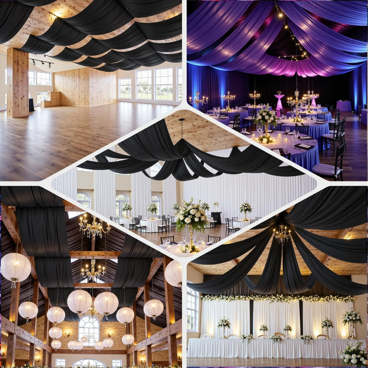 20ftx40ft Black Ceiling Curtain for Halloween Parties