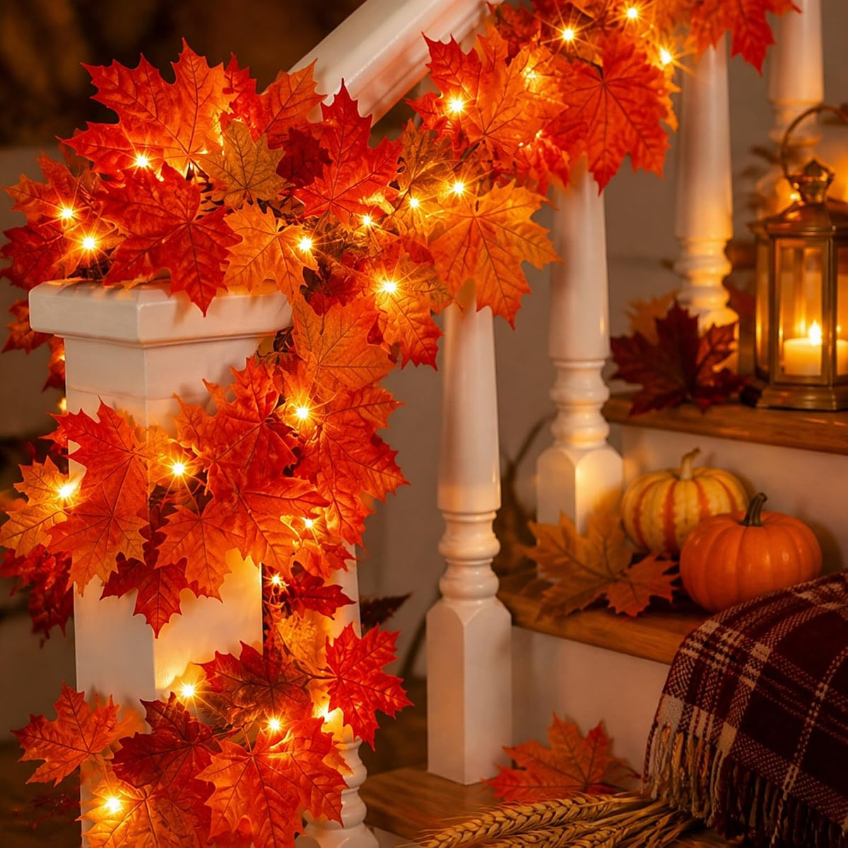 Fall Decor Fall Decorations for Home 9FT Plug in Fall Garland with Lights 50 ...