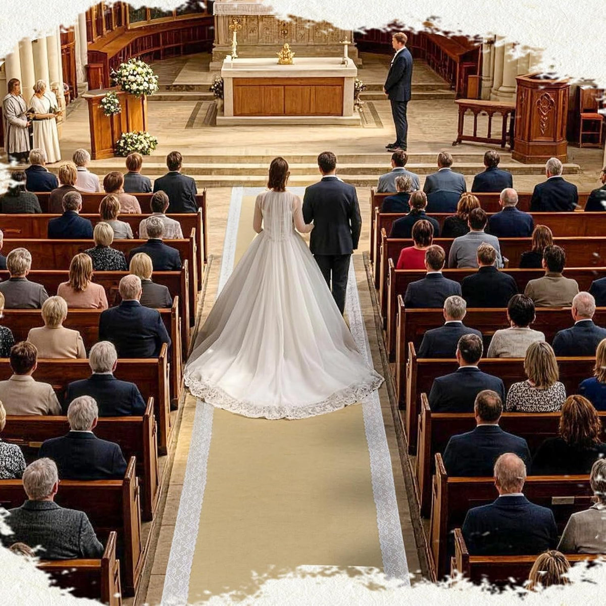 3 ft x 20 ft Burlap Aisle Runner for Wedding,Wedding Walkway Runner with Lace...
