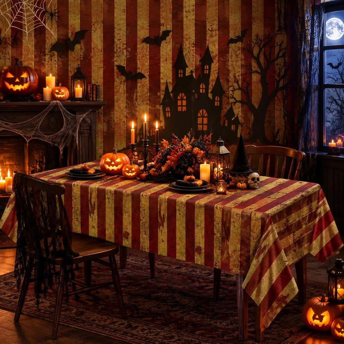 Dandat 100 ft Creepy Carnival Tablecloth Roll Halloween Bloody Backdrop