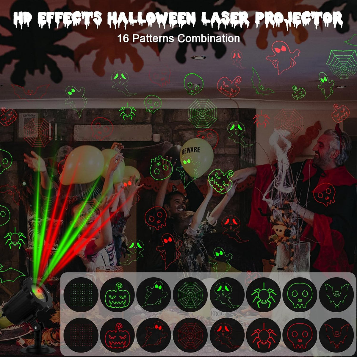 Halloween Projector Lights Outdoor, Waterproof Halloween Laser Projector Ligh...