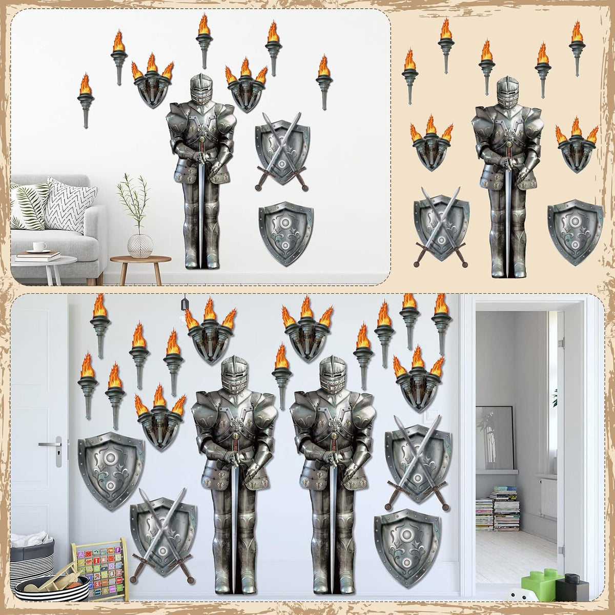 Honoson 20 Pcs Medieval Party Decorations 6 Feet Knight Castle Decorations