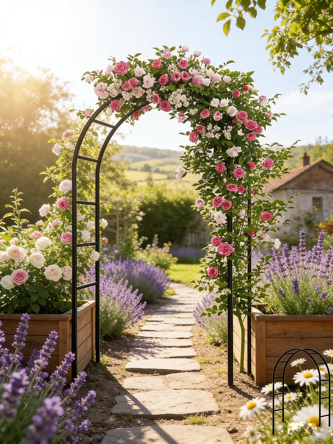 Thickened Tube Garden Arch,7.3ft Heavy-Duty Metal with 16mm Steel Tubes &...