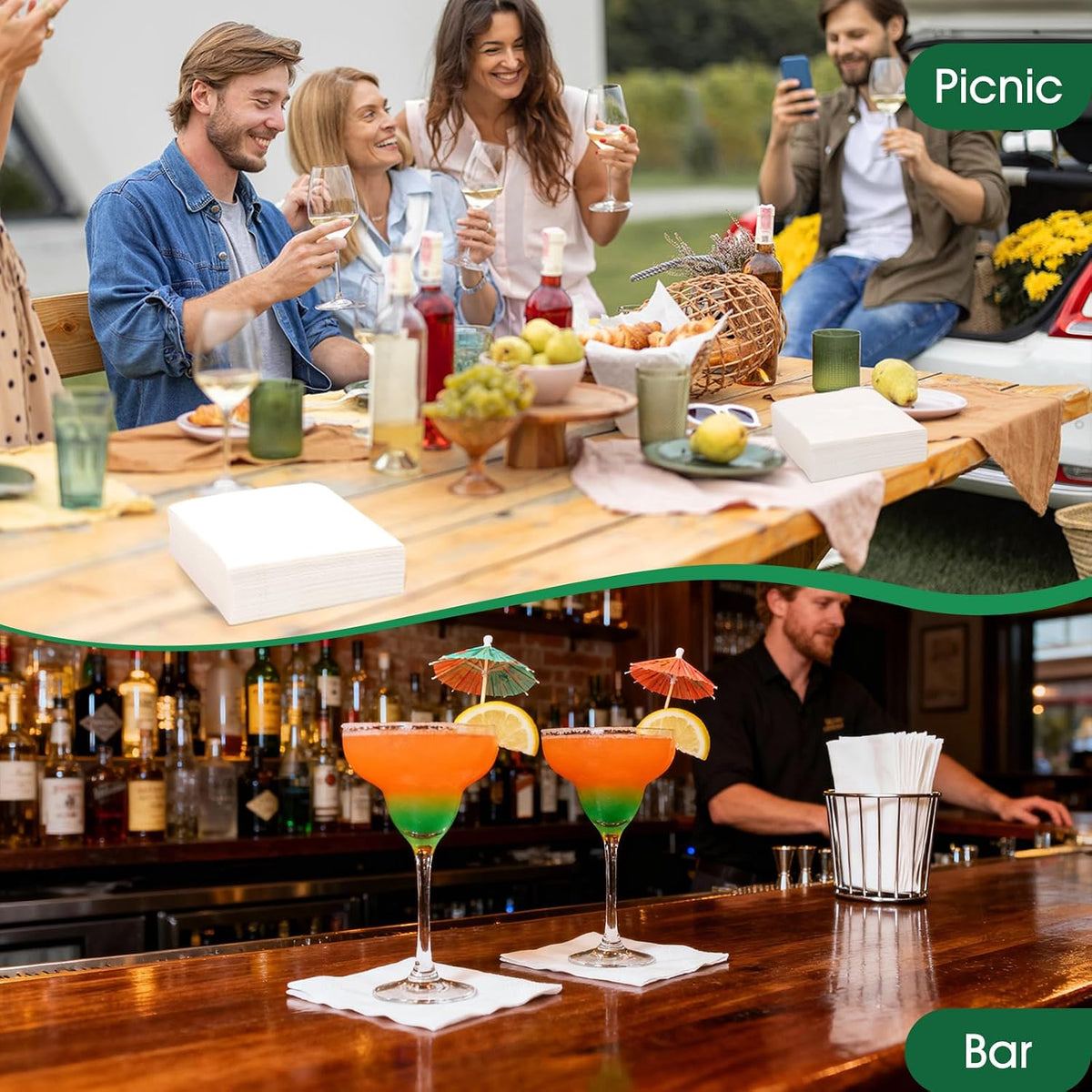 1500 Count White Cocktail Napkins Paper, 2-Ply Cocktails Napkin Bulk, 4.5 x 4...