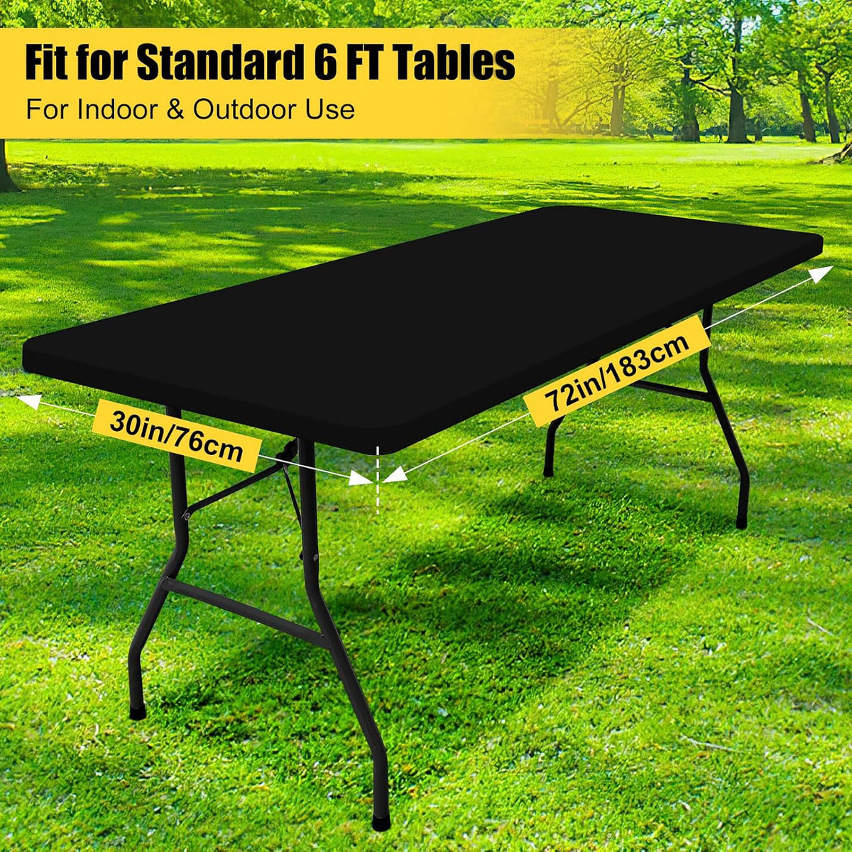 Smiry 4 Pack Elastic Fitted Polyester Tablecloths for 6 Foot Tables