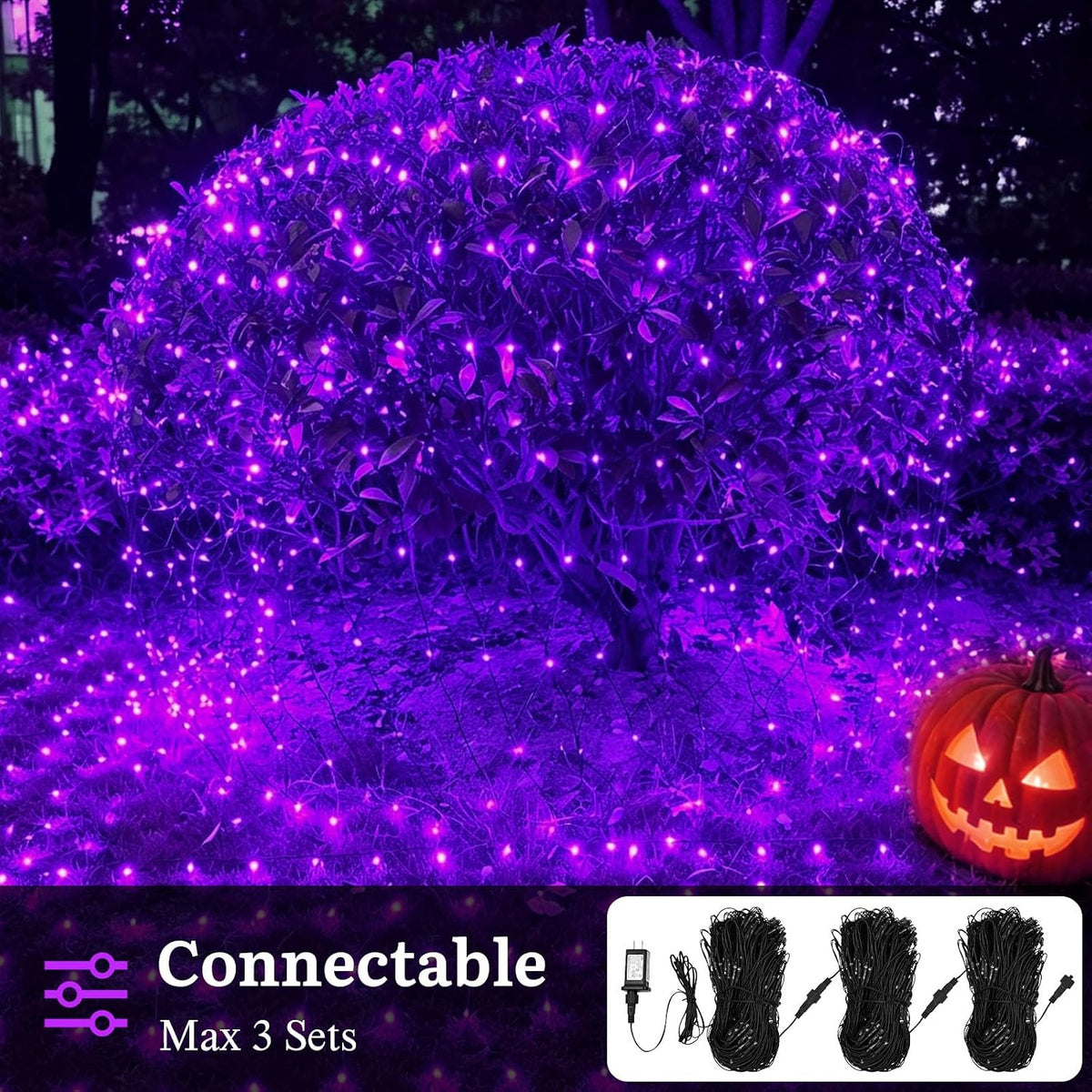Purple Halloween Net Lights Outdoor Mesh Lights 12 * 5ft