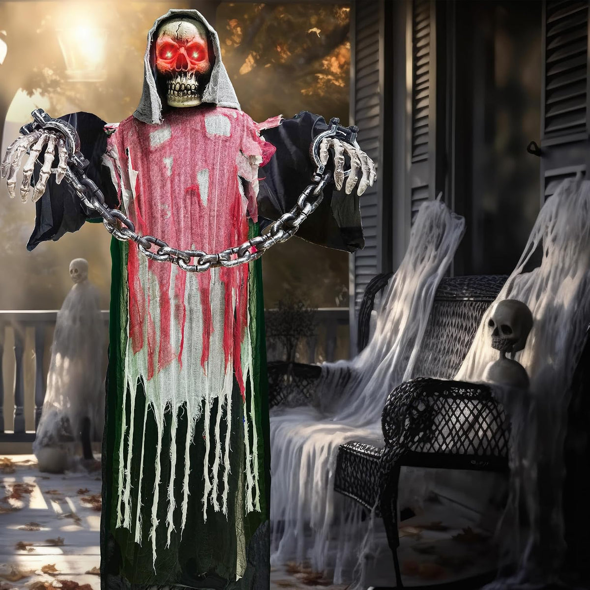 Halloween Decorations Outdoor, 6 Ft Large Animated Grim Reaper with Big Chain...