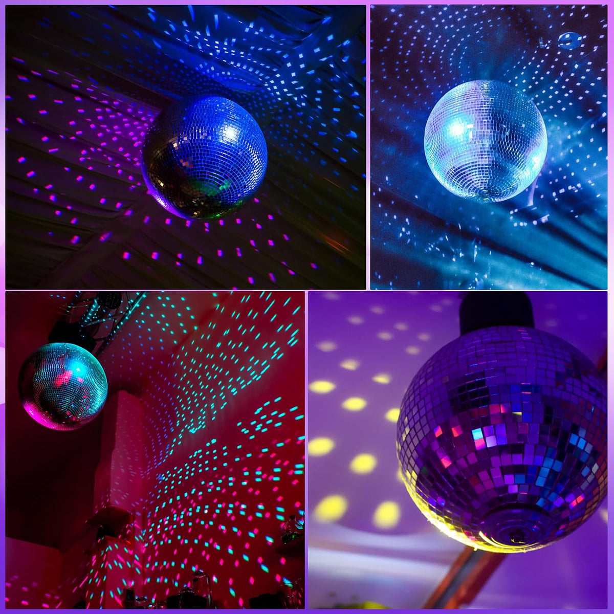 Disco Ball with Motor and 6" Mirror Ball, 10RPM Discoball Spinner and Light