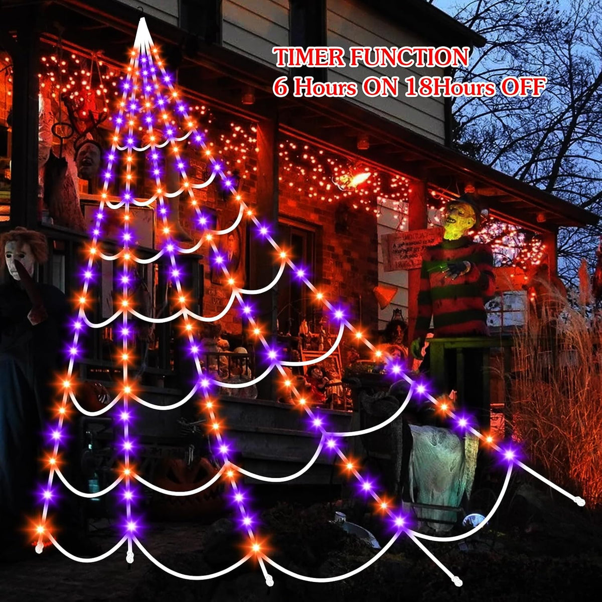 Halloween Decorations Outdoor Spider Web: Giant Light Up Spider Web Decor