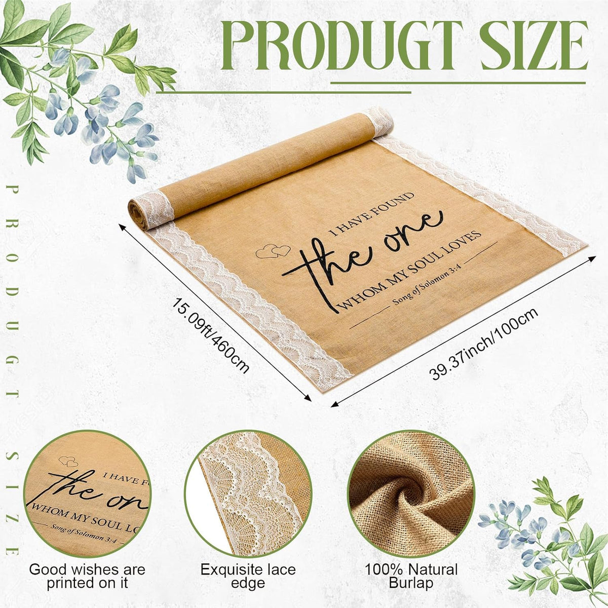 Tondiamo Burlap Aisle Runner 3.33 ft X 15 ft for Wedding Ceremony Outdoor