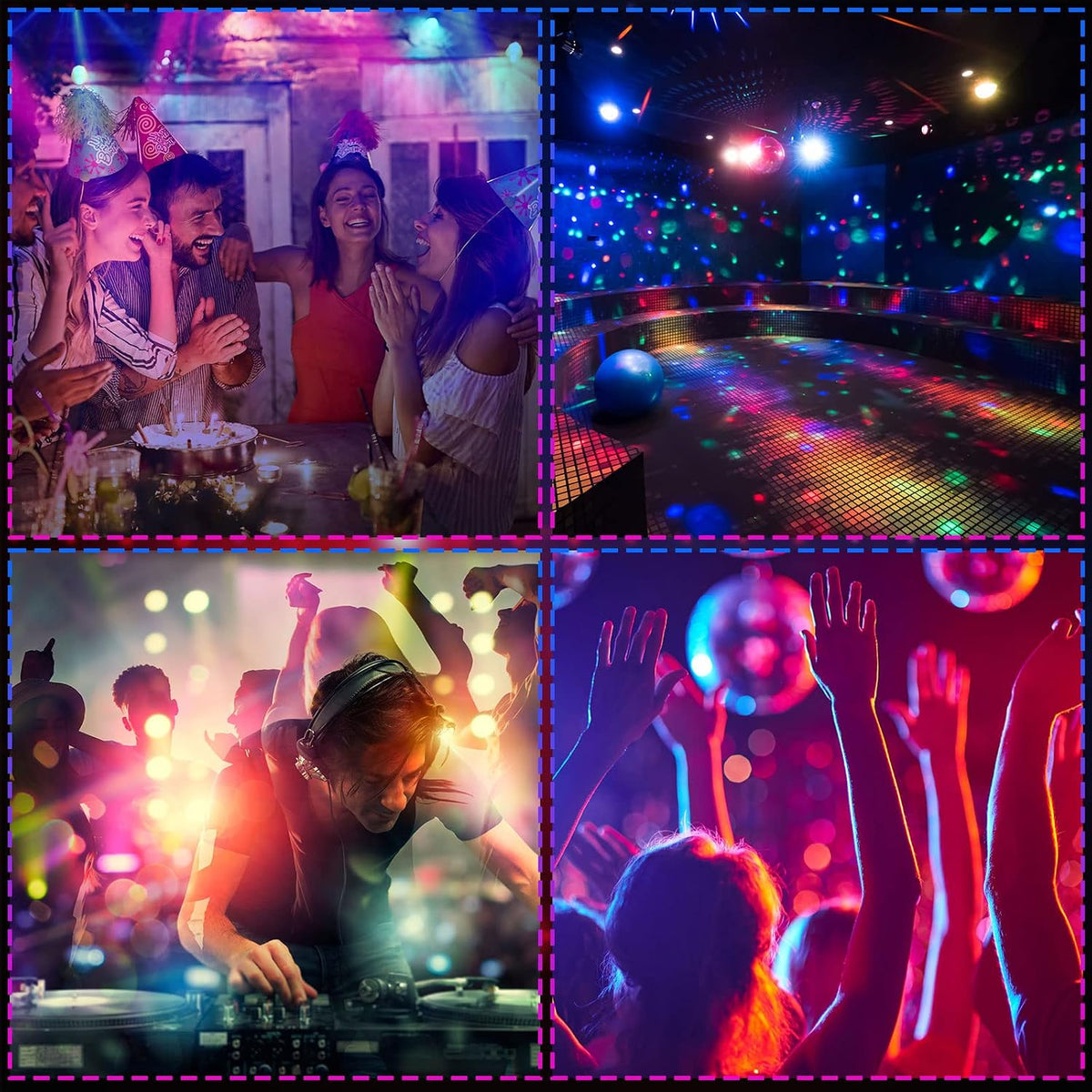 Hortsun 6 Pack Disco Ball Party Lights Sound Activated with Remote