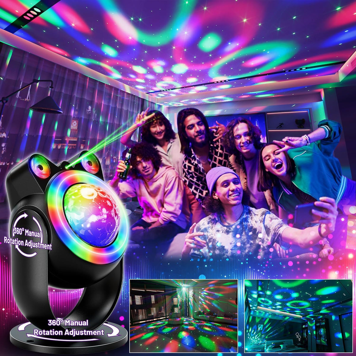 Party Lights Disco Ball Light, Dj Disco Lights Sound Activated Led Star Proje...
