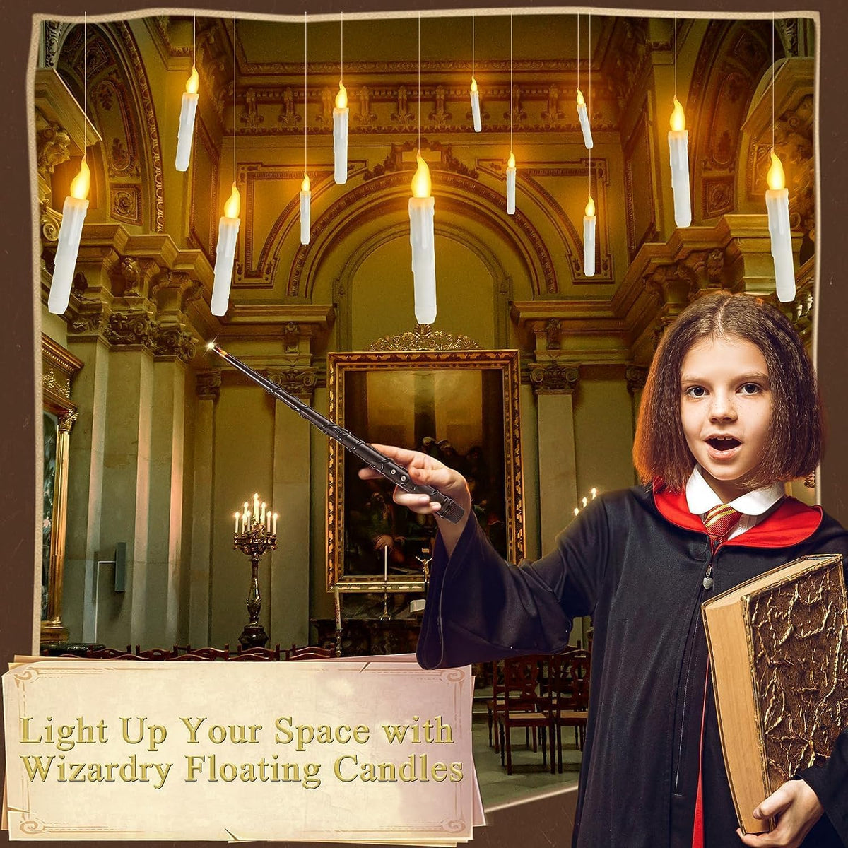Harry Floating Battery Operated Flameless Hanging Candle Lights with Potter M...