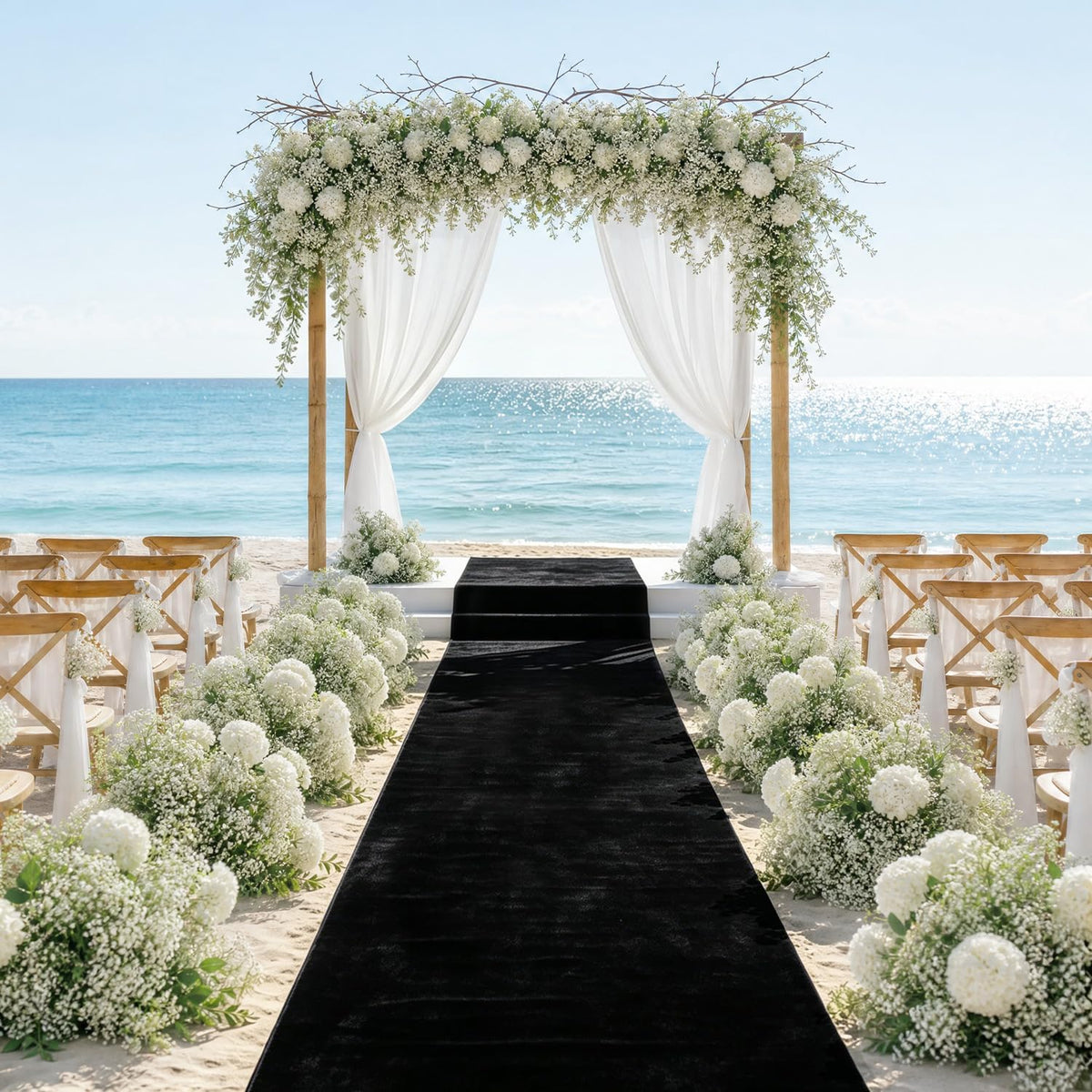 Black Aisle Runner 4FTx15FT Aisle Runner for Wedding Ceremony Velvet Aisle Ru...