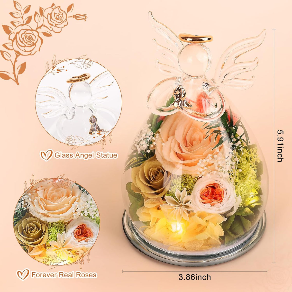 Gifts for Mom Birthday Gifts for Women Preserved Rose Forever Flower in Glass...