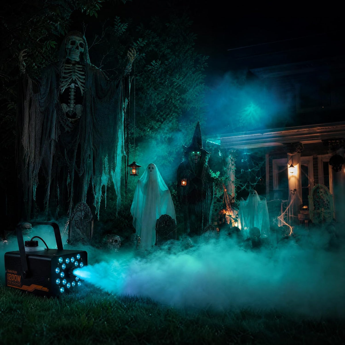 Dazzle Bright 1200W Halloween Fog Machine, Smoke Machine Outdoor Indoor with ...