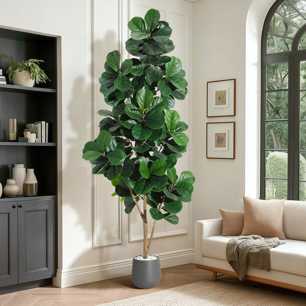 7 ft Fiddle Leaf Fig Tree Artificial with 141 Leaves - Realistic Faux Ficus L...