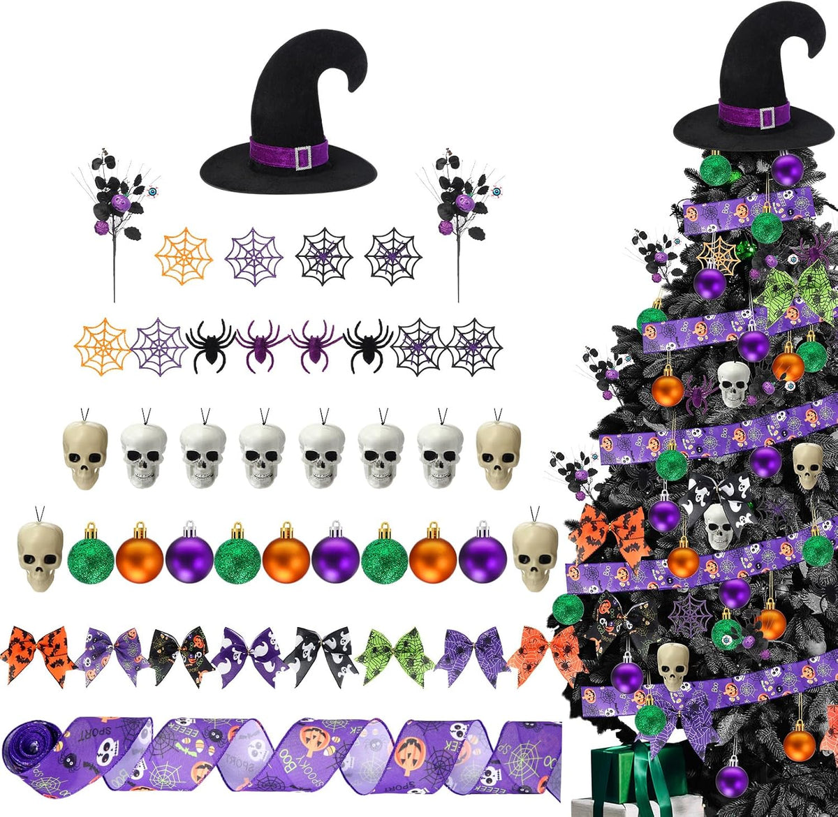 43 Pcs Halloween Tree Ornaments Decorations Tree Topper Hanging Ornaments for...