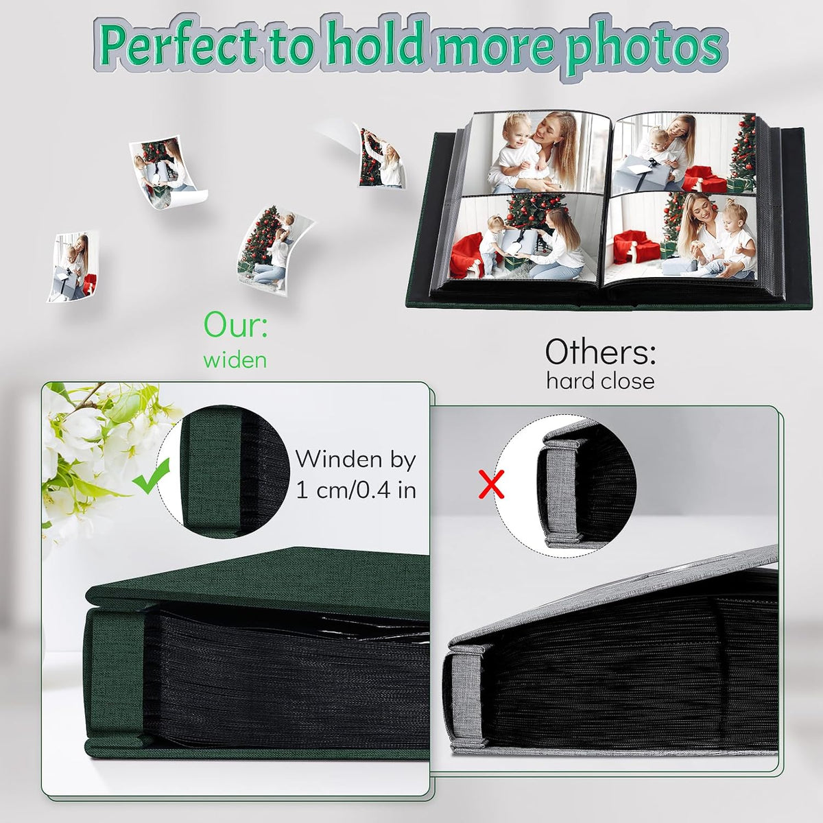 Popotop 4x6 Photo Album 600 Pictures, Linen Hardcover, Reinforced Spine