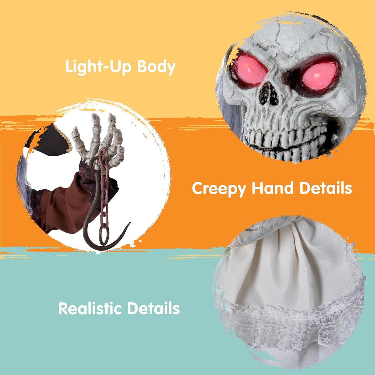 JOYIN Halloween Animatronic Pirate Skeleton Decorations, Sound Activated Life...
