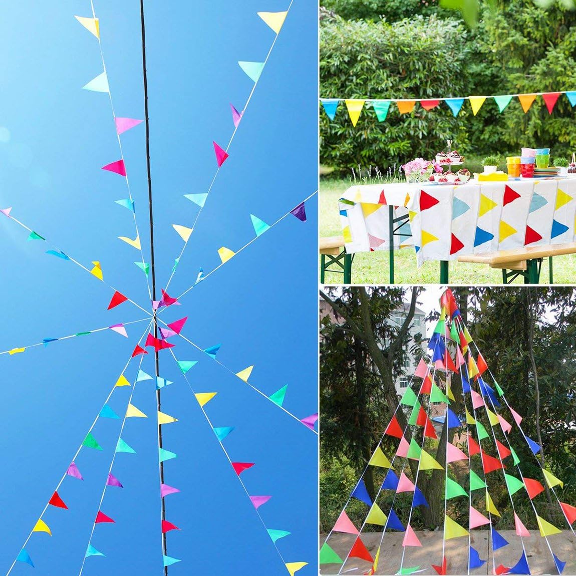 1000ft Multicolor Pennant Banners String Bunting Flag Banner,Nylon Fabric Dec...