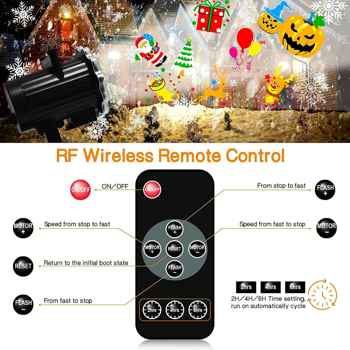 Halloween Projector Lights Outdoor, Year Round 10 Festival Theme 16 Slides Ho...