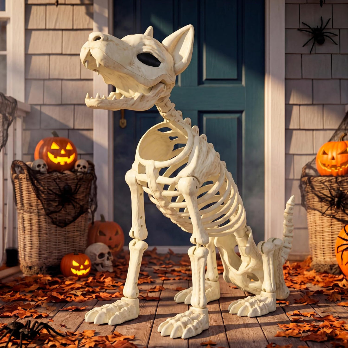 JOYIN 34” Halloween German Shepherd Skeleton, Life Size Plastic Dog Skeleton ...
