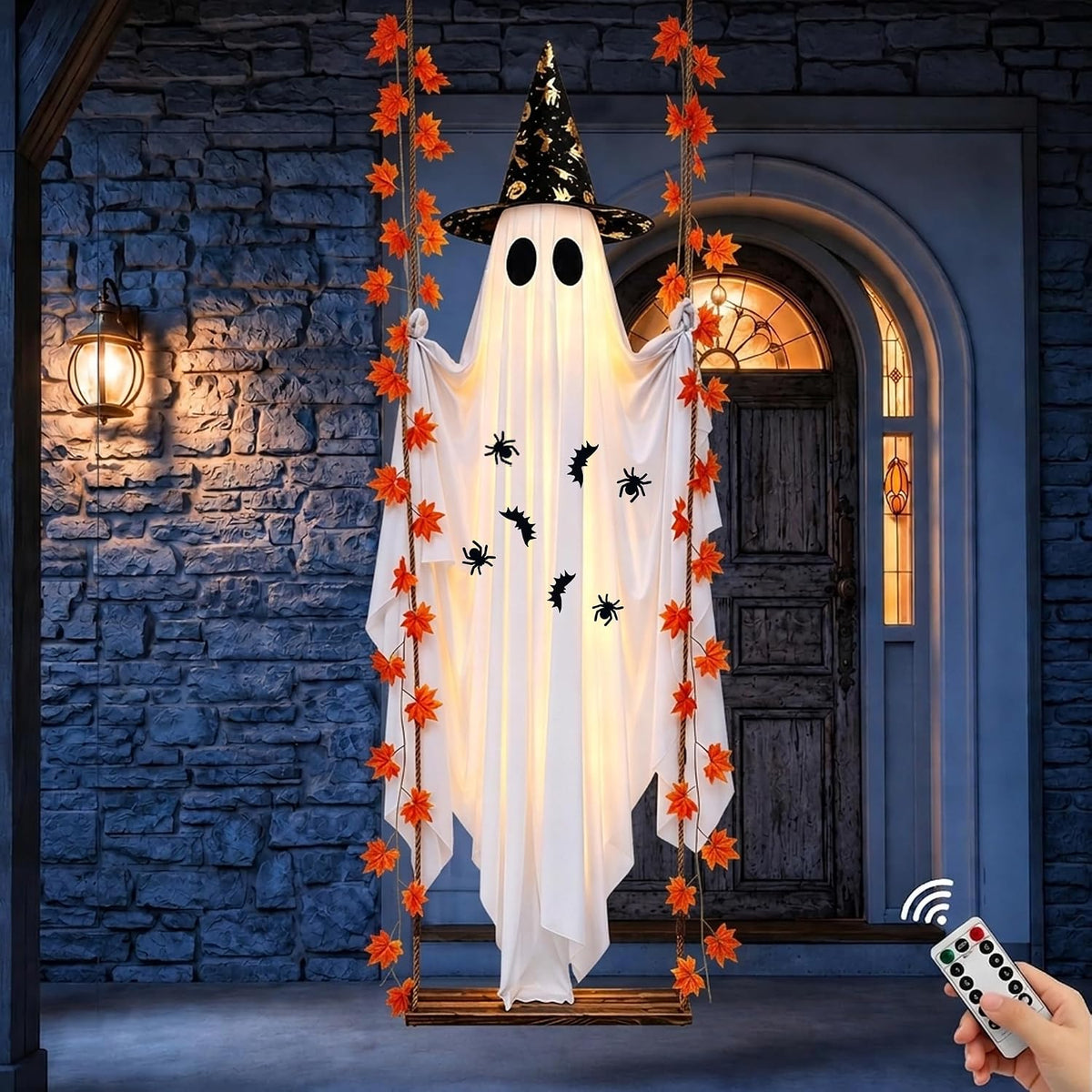 Halloween Decorations Outdoor, 5.4FT Large Hanging Swing Ghost Outdoor Decor ...