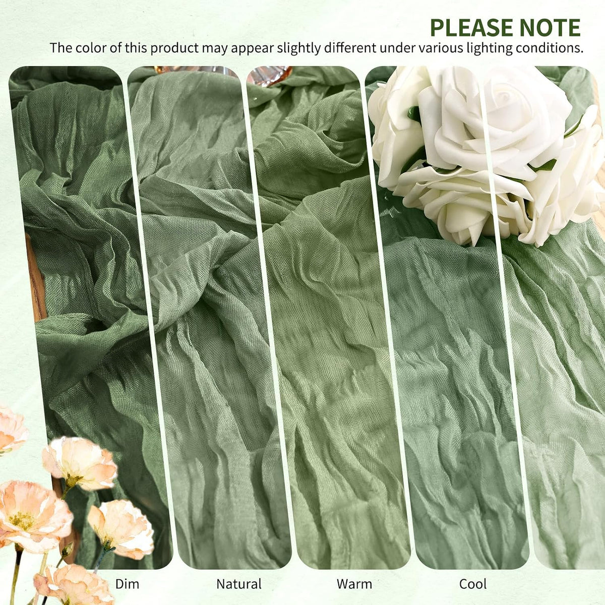 20 Pack Sage Green Cheesecloth Table Runner Wedding Birthday Table Decor
