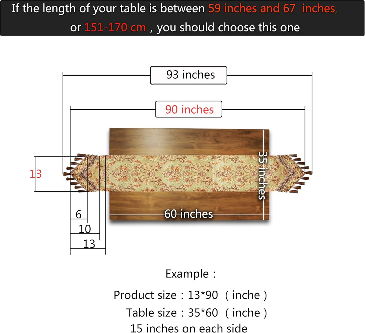 Luxury Velvet Gold Table Runner 90 Inches Long with Vintage Damask Jacquard D...