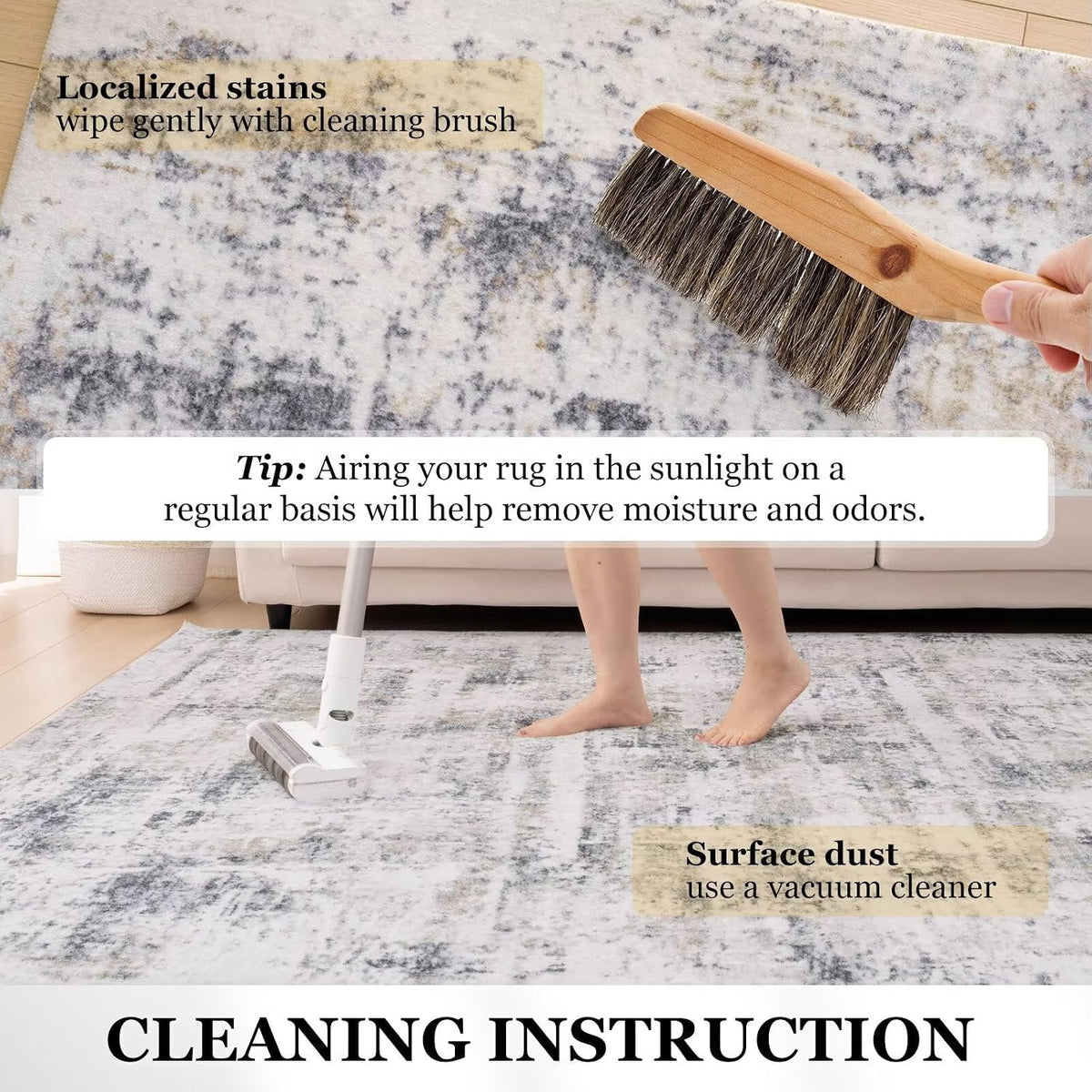 Vamcheer Modern Area Rug for Living Room 8x10,10mm Thick Sponge Blue Grey