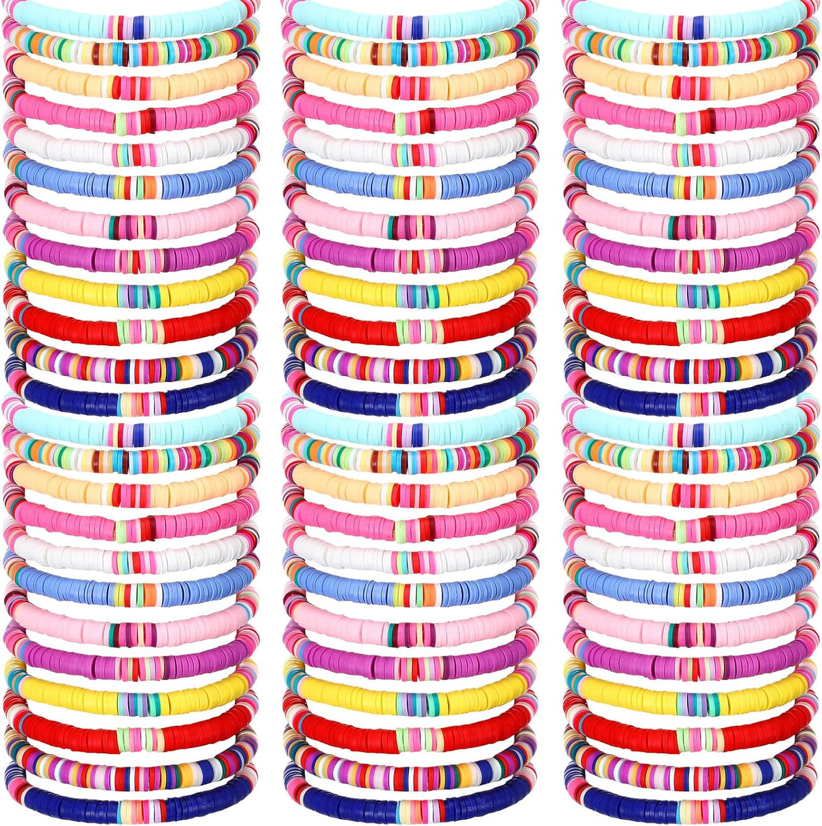 Equsion 100 Pcs Friendship Bracelet for Women Colorful Clay Beaded Bracelet