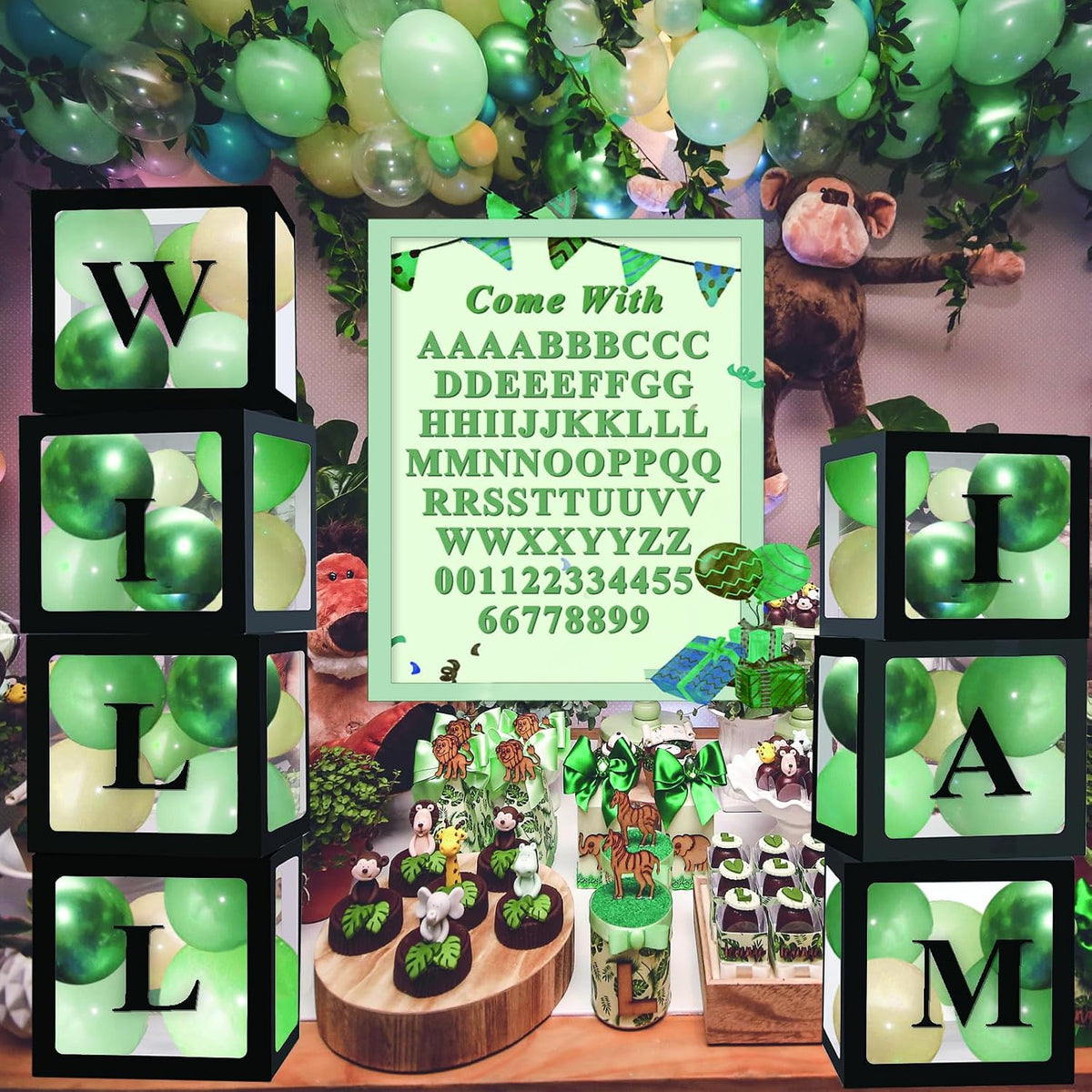 Ledido Transparent Balloon Boxes with 78 Letters Numbers for Custom Name