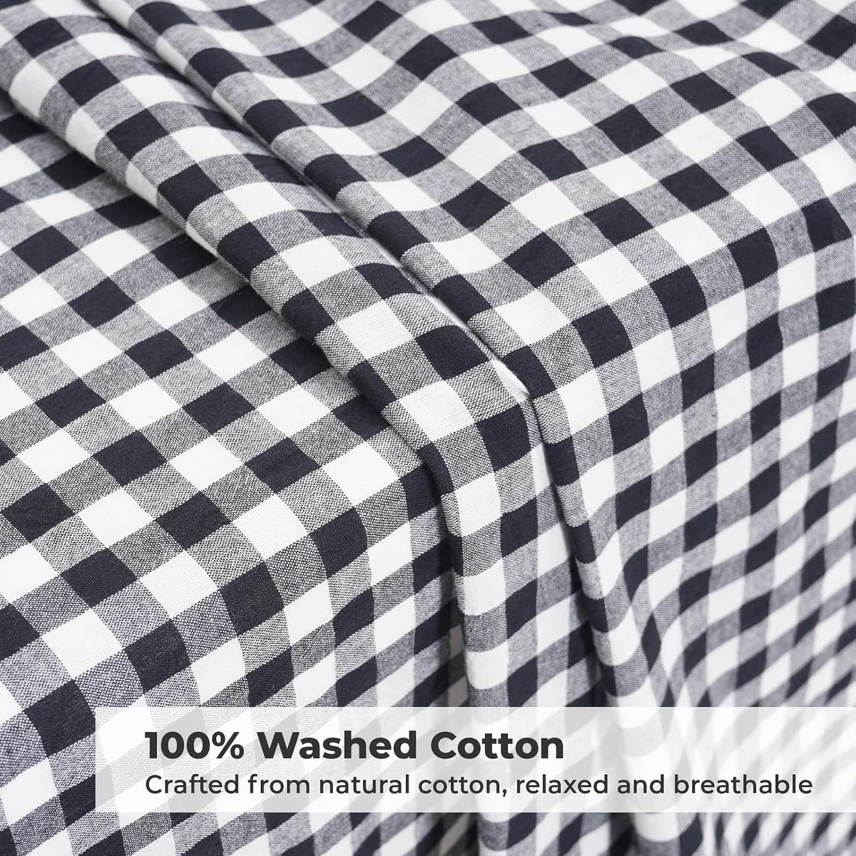 PartyDelight Gingham Ruffle Tablecloth Black White Checkered Rectangular Wash...